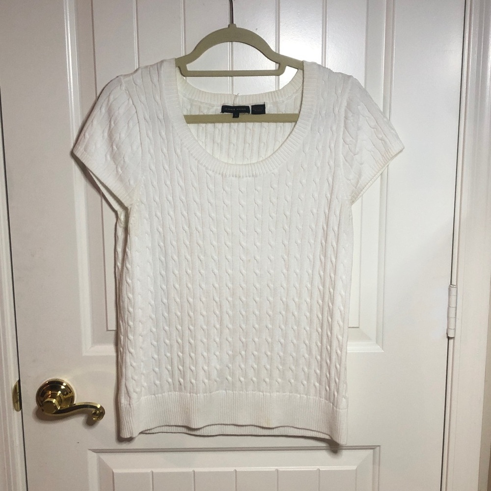 Jeanne Pierre White Cable Knit Sweater